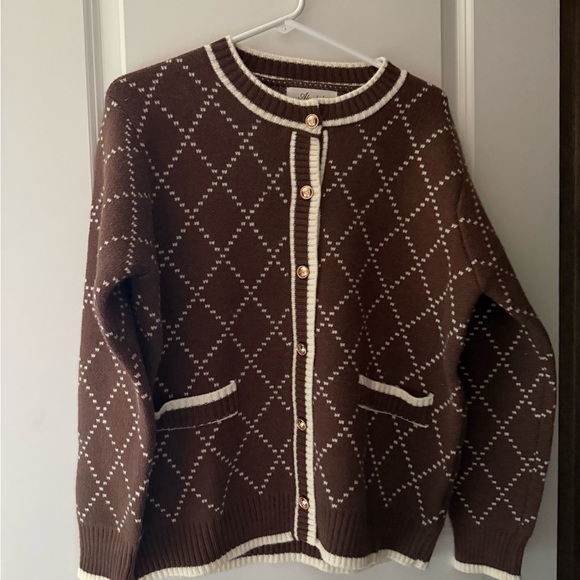 SHEIN Brown and Cream Cardigan - Picture 3 of 5